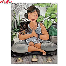 5D DIY Diamond Painting Fat lady practicing yoga Embroidery Diamond Cross Stitch Full Square Round Rhinestone crafts gift 2024 - buy cheap