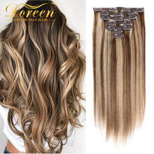 Doreen-extensiones de cabello humano europeo, Clip en marrón claro a rubio platino, Natural, ins, cabello Real liso 2024 - compra barato