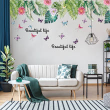 Decalque de parede monstera grande, adesivos nórdicos tropicais, folhas verdes, de vinil, plantas criativas, arte de parede para decoração de casa e quarto 2024 - compre barato