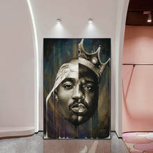 Retrato de 2PAC Tupac y Biggie, carteles e impresiones de arte de pared, rapero abstracto de 2PAC, pinturas en lienzo, imágenes artísticas, decoración del hogar 2024 - compra barato