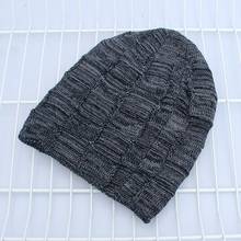 Осенне-зимняя теплая шапка модная Новая клетчатая однотонная шерстяная вязаная шапка для мужчин и женщин 2024 - купить недорого