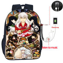 High Quality Inuyasha USB Charge Backpack Students Boys Girls School Book Mochila Laptop Knapsack Men Women Travel Rucksack 2024 - buy cheap