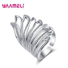 Hip Hop Women Men Finger Ring Exquisite 925 Sterling Silver Austria Crystal Angel Wing Statement Jewelry Opening Adjustable Size 2024 - buy cheap