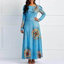 2019 autumn elegent fashion style african women long sleeve printing plus size long dress M-XXL 2024 - buy cheap