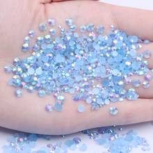 Strass de resina céu azul ab 2-6mm redondo flatback não quente fix diamantes apliques para vestidos de casamento da tela do ofício 2024 - compre barato