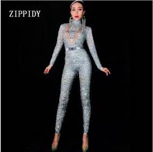 Fashion Black Gray Rhinestones Pearls Long Sleeves Dress Sexy Spandex Women Singer Outfit Birthday Celebrate Evening Dress 2024 - buy cheap