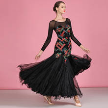 Black Dress Ballroom Dance Dresses Women Designer Clothes Long Sleeve Modern Dance Outfits Stage Costume Tango Dance Wear JL2696 2024 - buy cheap