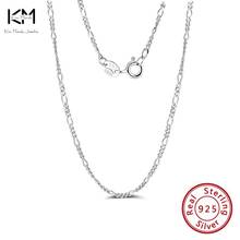 KISS MANDY Pure 925 Sterling Silver Chain Diamond-Cut 4mm Figaro Link Chain Necklace For DIY Pendant 40/45/50cm Jewelry SC27 2024 - buy cheap