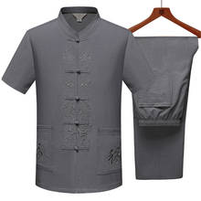 Men's Kung Fu Suit Luxury Brand New Chinese Style Wu Shu Shirt&trousers Sets Chinese Traditional Hot Sale Tai Chi Clothing Gray 2024 - buy cheap