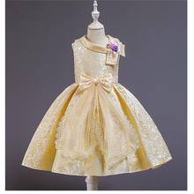 Платье для девочек элегантное платье принцессы с кружевными лацканами Детские платья для девочек на день рождения, бальное платье, одежда для детей 3, 6, 8, 10, 14 лет 2024 - купить недорого