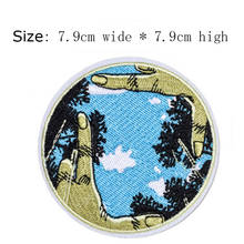 Free Shipping Hands Embroidery Patch 7.9cm High Ironing Sew on Emblemas of Left Chest/Full Stitch/Applique/Blue Sky/Tree (10Pcs) 2024 - buy cheap