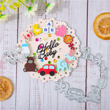YaMinSanNiO Hello Baby Letters Car Toys Elephant Circle  Metal Cutting Dies Card Making Scrapbooking Embossing Stencil Die Cuts 2024 - buy cheap