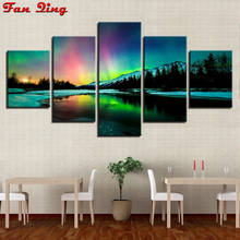 5D DIY Diamond Painting Aurora Borealis Lake Mountain Landscape Full Square/Round Rhinestone 3D Embroidery Cross Stitch Mosaic 2024 - buy cheap