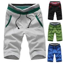 Plus Size Fashion Men Summer Beach Shorts Color Block Drawstring Short Pants 2024 - compre barato