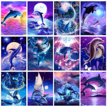 Full Square Drill 5D DIY Diamond Painting Dolphin Diamond Embroidery Cross Stitch Animals Rhinestone Mosaic Home Decor 2024 - buy cheap