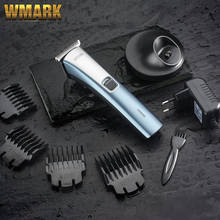 Беспроводная Машинка для стрижки волос WMARK, с зарядным основанием и Т-образным лезвием, серый и красный цвет, для склеивания волос, триммер с деталью 2024 - купить недорого