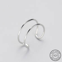 Minimalist Geometric Double line Adjustable Ring Genuine 925 Sterling Silver Trendy Fine Jewelry For Charm Women Bijoux 2024 - buy cheap