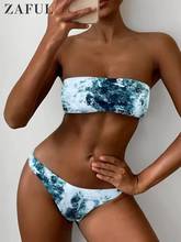 ZAFUL-Conjunto De Bikini Bandeau abstracto para mujer, bañador Sexy sin tirantes, traje De baño para playa, Bikini brasileño 2024 - compra barato