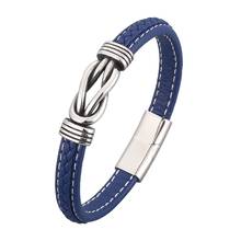 Модный креативный браслет из нержавеющей стали, мужской очаровательный кожаный плетеный браслет в стиле панк, мужские браслеты, подарки BB1047 2024 - купить недорого
