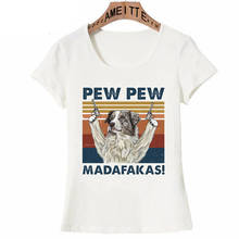 Camiseta clásica de manga corta para mujer, remera de pastor australiano Pew Madafakas, Tops informales para chica, camisetas blancas con perros divertidos 2024 - compra barato