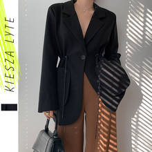 Женский шикарный черный блейзер, повседневный офисный пиджак на завязках с одной пуговицей и карманами, новинка весны 2020 2024 - купить недорого
