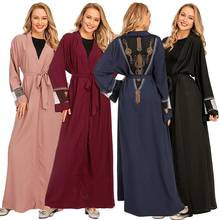 Lujoso kimono Abaya musulmán con cuentas de diamante, ropa canónica, F1647w 2024 - compra barato