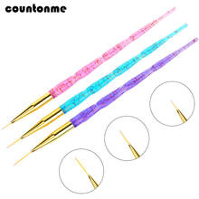 3Pcs crystal Nail Art Lines Painting Brush Pen French Thin Liner Brush Stripes Flower Design Drawing Pen Colorful Manicure Tool 2024 - buy cheap