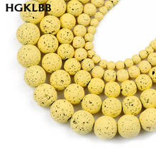 HGKLBB Rubber Light yellow Natural Volcanic Lava Stone 4/6/8/10/12MM Round Loose Spacers beads for Jewelry making DIY bracelets 2024 - buy cheap