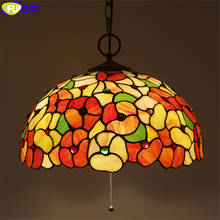 FUMAT Blue Red Pink Orchid Tiffany Pendant Lamp Multi Color Stained Glass Vine Hanging Light Fixture Handicraft Decor Lamps 16" 2024 - buy cheap