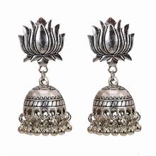 Brincos de flor de lótus jhumka, brincos pequenos sino borla, joias indianas para mulheres, tribais, turcos 2024 - compre barato