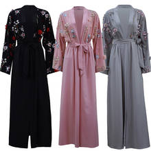 Caftán Abaya de Dubai, vestido musulmán árabe para mujer, cárdigan, Hijabs, Ramadán, Eid, bordado Floral, manga larga, ropa árabe islámica 2024 - compra barato