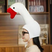 Funny White Goose Shape Plush Hat Novelty Animal Stuffed Toy Headgear Earflap Cap Halloween Cosplay Costume Party Props 2024 - buy cheap