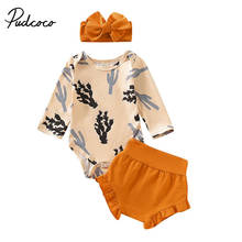 2019 new baby girl Tops Clothing Newborn Kids Baby Girls Outfits Clothes Romper Bodysuit+Solid Shorts +Headwear 3Pcs Set 2024 - buy cheap