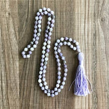 108 Mala Beads Necklace Lilac Agates Necklace Light Purple Beads Necklaces Tassel Yoga Prayer Meditation Jewelry 2024 - buy cheap