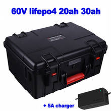 Waterproof 60V 20ah 30ah lifepo4 lithium iron battery pack thrust AGV sightseeing car tricycle weeder lawn mower + 5A charger 2024 - buy cheap
