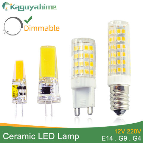 Kaguyahime Ceramics Dimmable E14 G4 G9 LED Lamp Bulb 220V AC DC 12V 3W 5W 6W 7W 9W 10W 12W COB SMD 2835 2508 LED Bulb Light 2022 - buy cheap
