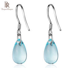 Bague Ringen 925 sterling silver long earrings for women water drop earrings with blue crystal Silver Jewelry lady Gift 2024 - buy cheap