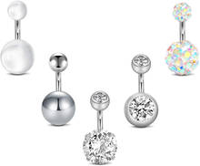 Belly Button Rings Navel Rings Surgical Steel 14G Navel Piercing Barbell for Women Girls Opal Pearl Short Belly Button Piercing 2024 - buy cheap