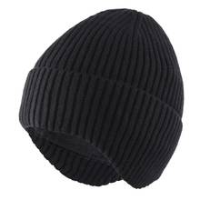 Conecttyle gorro de caveira diário, masculino, de lã macia forrado com alças para orelha, quente para o inverno, costela de malha, boné de relógio 2024 - compre barato