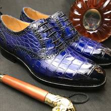 Chue-zapatos de cuero de cocodrilo para hombre, calzado informal de negocios, hecho a mano, nuevo 2024 - compra barato