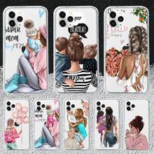 Funda de teléfono transparente para iPhone, carcasa de Super papá, mamá, niña, 11, 12 mini pro, XS MAX, 8, 7, 6, 6S Plus, X, 5S, SE, 2020, XR 2024 - compra barato