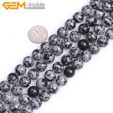 Natural Round Snowflake Obsidian Beads For Jewelry Making 6-12mm 15inches DIY Jewellery FreeShipping Wholesale Gem-inside 2024 - buy cheap