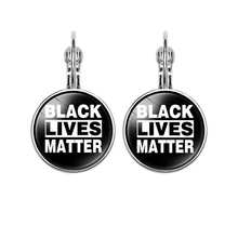 Julie Wang 1 Pair Black Lives Matter Drop Earring I Can't Breathe Glass Cabochons African American Protest Women Jewelry 2024 - buy cheap