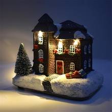 Рождественский Декор для дома светодиодный 1 шт. Рождественский Снежный домик с светодиодный светильник украшение рождественской елки 2024 - купить недорого