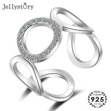 Модное Открытое кольцо Jellystory из серебра 925 пробы, ювелирные изделия с геометрической формой из циркония, кольца с драгоценными камнями для женщин, свадебные подарки, оптовая продажа 2024 - купить недорого