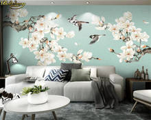 beibehang Custom 3d wallpaper murals Magnolia hand-painted brushwork flowers and birds new Chinese style wall decoration 2024 - buy cheap