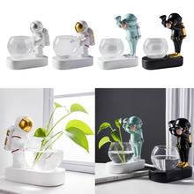 Terrário de plantas, vaso de vidro transparente, estatueta de astronauta, suporte criativo hidropônico, vaso de plantas para decoração da sala de café 2024 - compre barato