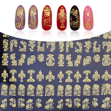 1 шт. 3D Золотые Бронзовые наклейки на ногти цветок шаблон металлического слайдера Сделай Сам Маникюр лоза клей дизайн ногтей декоративные наклейки Te #66 2024 - купить недорого
