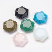 10pcs Natural & Synthetic Mixed Stone Hexagon Pendants jewelry making 28~29x25x9~10mm, Hole: 1.5mm 2024 - buy cheap