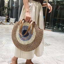Dikaril 2021 Summer Round Straw Bags For Women Rattan Shoulder Handmade Woven Beach Circle Bohemia Female Message Handbag Totes 2024 - buy cheap